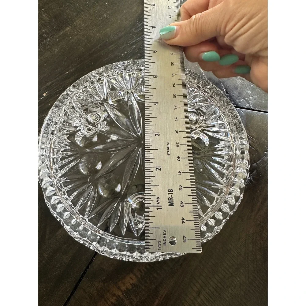 Vintage Clear Pressed Glass 3 Taper Candle Holder Centerpiece Bowl Starburst 9